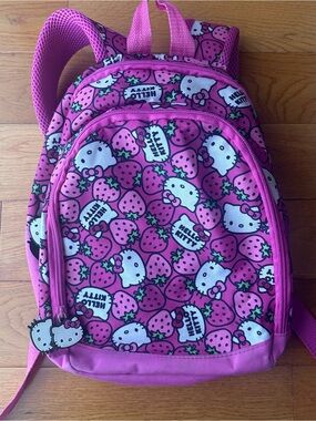 Sanrio Hello Kitty Bright Pink Strawberry Print Kids Backpack